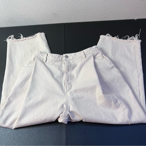 BDG Urban Outfitters Eggshell Straight Pants W/ Frayed Hem SZ 31 - Picture 1 of 6